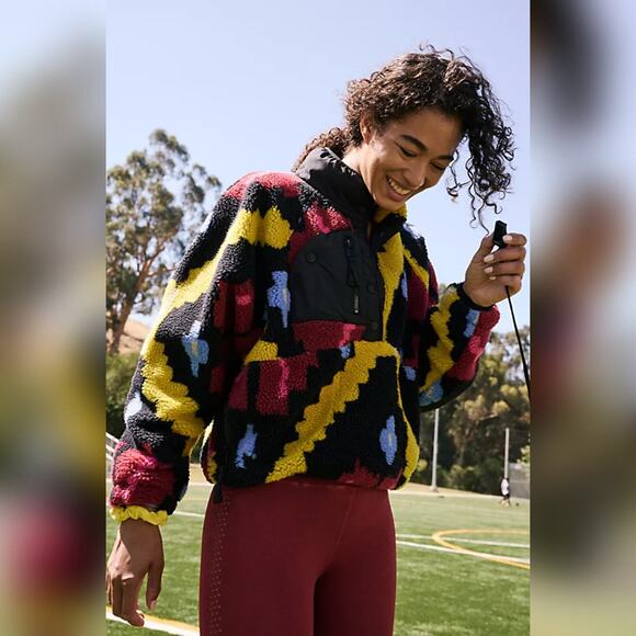 Free People Hit The Slopes Printed Fleece Pullover - Moroccan Night Combo - S - Picture 2 of 8